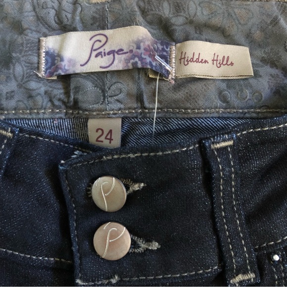 Paige Hidden Hills High Rise Straight leg jeans dark blue minor flaw size 24 - Picture 10 of 16
